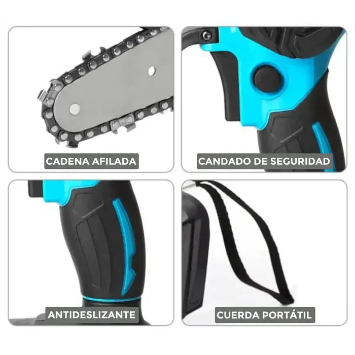 Mini Motosierra Recargable Electrica Dos Baterias + Regalos