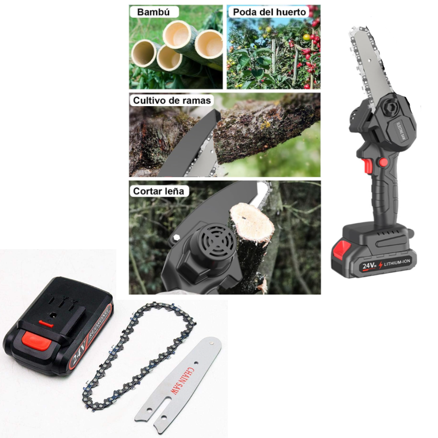 Motosierra Portatil Recargable + Batería Extra