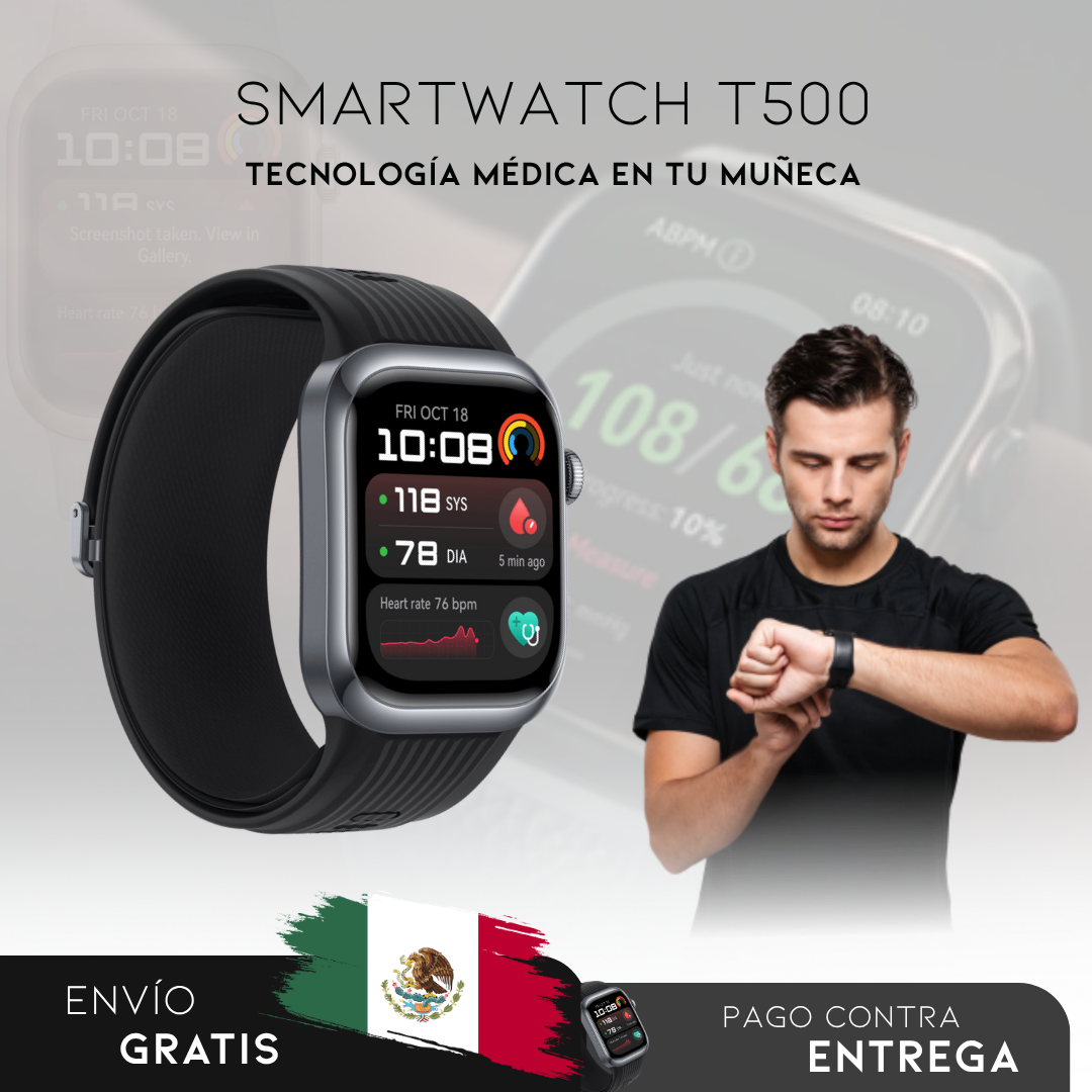 SmartWatch T500 | Reloj Inteligente para Medir Azúcar en la Sangre