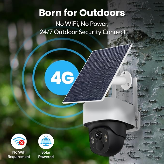 Cámara de Seguridad Solar 4G para Exterior | Visión 360° y Nocturna
