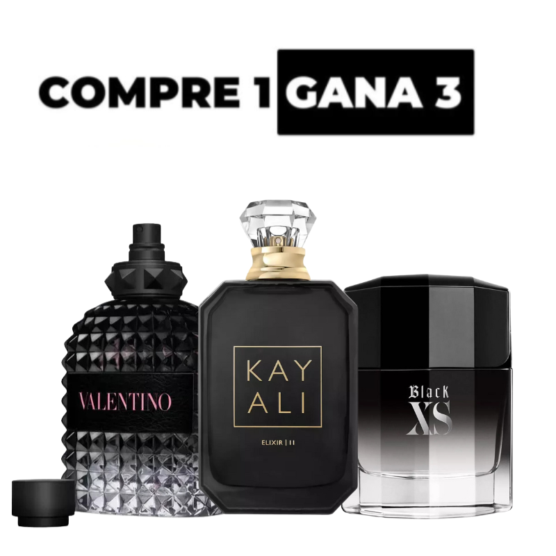 KIT 3 Perfumes Importados - Valentino | Black XS | Kayali