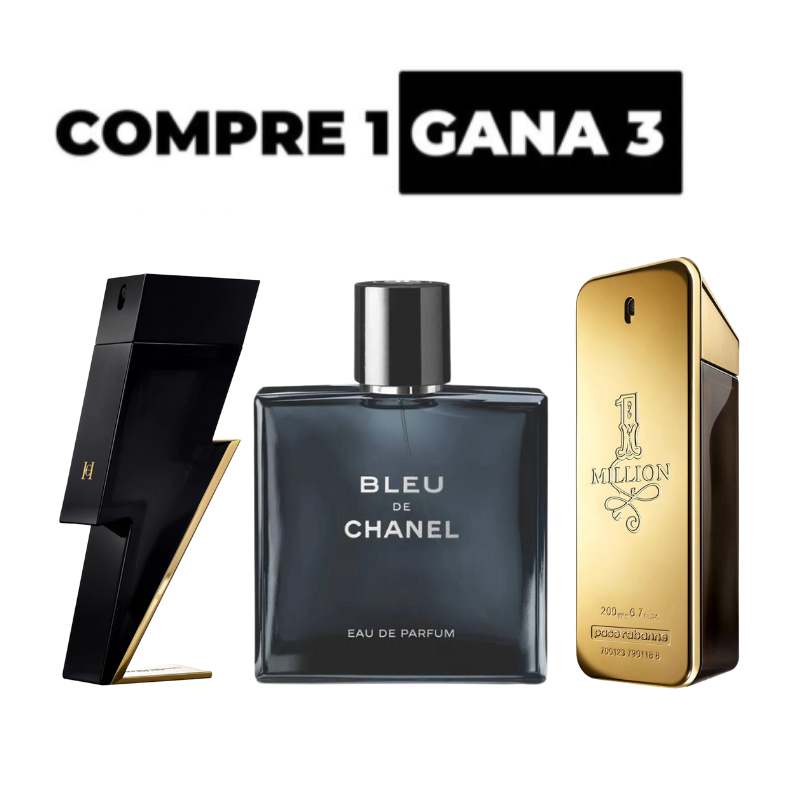 KIT 3 Perfumes Importados - Bad Boy | Paco Rabanne | Bleu de Chanel