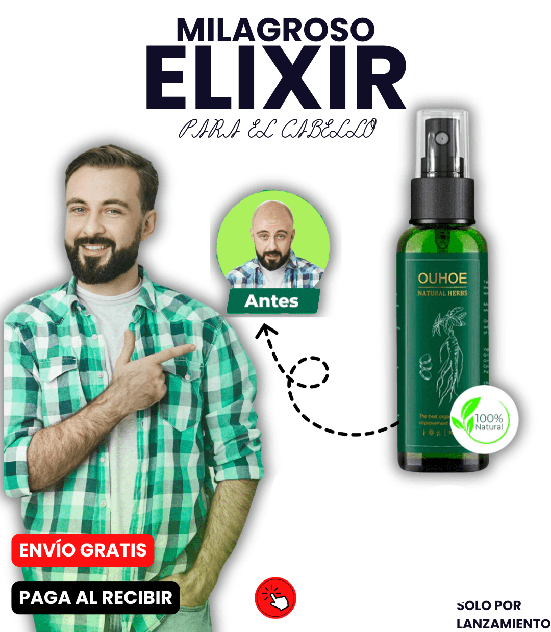 Elhoe Crecimiento Para El Cabello -2x1: Crecimiento y Control de Caída – 100%Natural