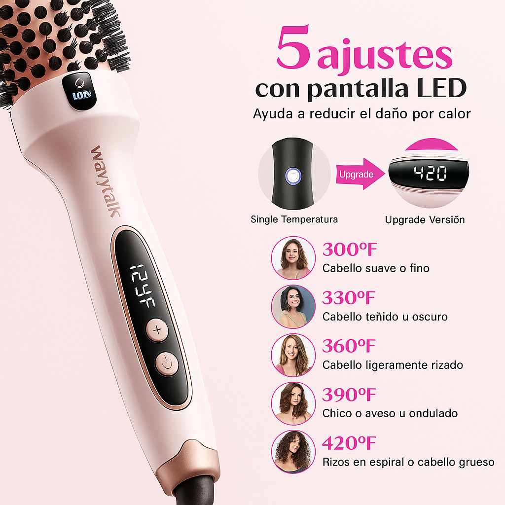 Wavytalk - Cepillo Térmico 2 en 1 para Alisar y Ondular el Cabello