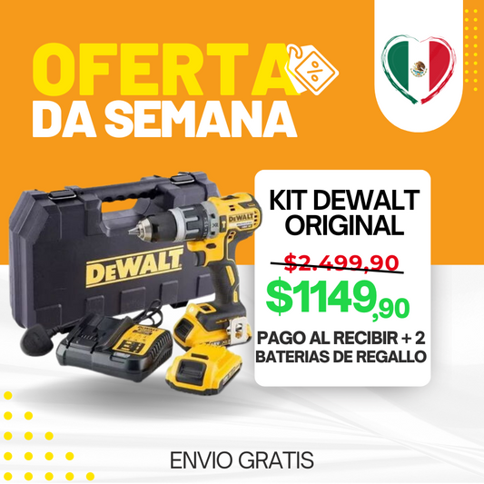 KIT DEWALT ORIGINAL:TALADRO DE ALTO IMPACTO + 26 ACCESORIOS + 2 BATERIAS - CIERRE DE LA TIENDA - CONTRA ENTREGA ENVÍO GRATIS